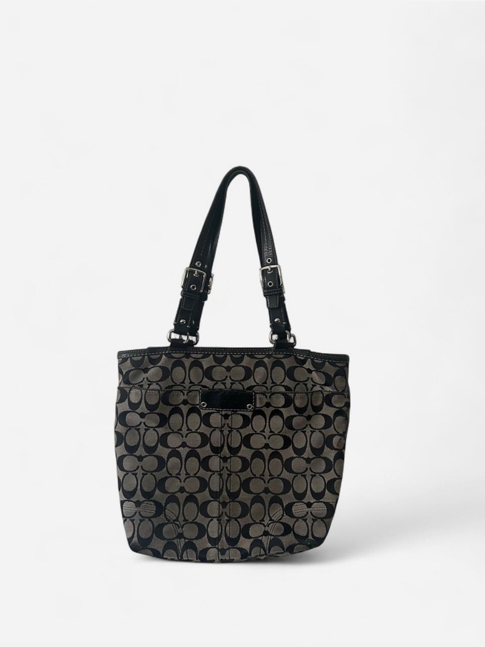 Coach Signature Jacquard Tote Bag in Black/Charcoal